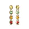 Image 1 : 6.09 CTW Multi Color Sapphire & Diamond Halo Earrings 10K Yellow Gold - REF-135K3W - 40552