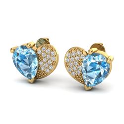 2.50 CTW Sky Blue Topaz & Micro Pave VS/SI Diamond Earrings 10K Yellow Gold - REF-30X2T - 20068