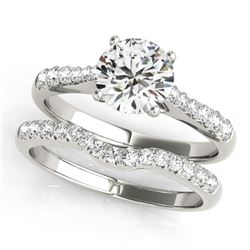 0.98 CTW Certified VS/SI Diamond Solitaire 2Pc Wedding Set 14K White Gold - REF-129T5M - 31574