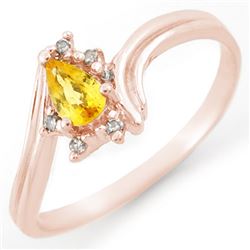 0.35 CTW Yellow Sapphire & Diamond Ring 18K Rose Gold - REF-25A6X - 10894