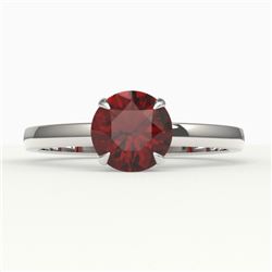 2 CTW Garnet Designer Inspired Solitaire Engagement Ring 18K White Gold - REF-35K5W - 22223