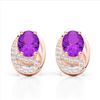 Image 1 : 2.50 Amethyst & Micro Pave VS/SI Diamond Stud Earrings 10K Rose Gold - REF-25H6A - 22322