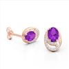 Image 2 : 2.50 Amethyst & Micro Pave VS/SI Diamond Stud Earrings 10K Rose Gold - REF-25H6A - 22322