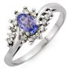 Image 1 : 0.55 CTW Tanzanite & Diamond Ring 18K White Gold - REF-38H5A - 10324