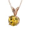Image 2 : 0.75 CTW Certified Intense Yellow SI Diamond Solitaire Necklace 10K Rose Gold - REF-100H5A - 33181