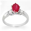Image 1 : 1.45 CTW Ruby & Diamond Ring 14K White Gold - REF-43T6M - 11779