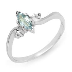 0.29 CTW Blue Topaz & Diamond Ring 14K White Gold - REF-16T4M - 12560