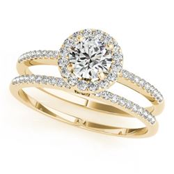 1.31 CTW Certified VS/SI Diamond 2Pc Wedding Set Solitaire Halo 14K Yellow Gold - REF-360T5M - 30803