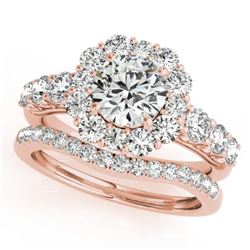 3.16 CTW Certified VS/SI Diamond 2Pc Wedding Set Solitaire Halo 14K Rose Gold - REF-592K5W - 30727