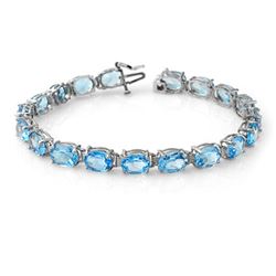 30.0 CTW Blue Topaz Bracelet 10K White Gold - REF-60M2H - 13355