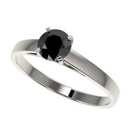 0.75 CTW Fancy Black VS Diamond Solitaire Engagement Ring 10K White Gold - REF-23H5A - 32974