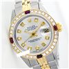 Image 1 : Rolex Ladies Two Tone 14K Gold/SS, Diam Dial & Diam/Ruby Bezel, Sapphire Crystal - REF-434H4W