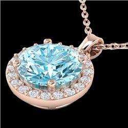 2 CTW Sky Topaz & Halo VS/SI Diamond Micro Pave Necklace 14K Rose Gold - REF-34W2F - 21554
