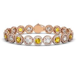 15.47 CTW Canary Yellow & White Diamond Designer Bracelet 18K Rose Gold - REF-2195F3N - 42690