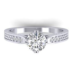 1.22 CTW Certified VS/SI Diamond Solitaire Art Deco Ring 14K White Gold - REF-355H3A - 30507