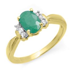 0.96 CTW Emerald & Diamond Ring 10K Yellow Gold - REF-32X2T - 13560