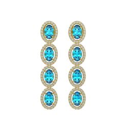 6.28 CTW Swiss Topaz & Diamond Halo Earrings 10K Yellow Gold - REF-103K6W - 40537