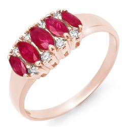 0.77 CTW Ruby & Diamond Ring 18K Rose Gold - REF-37X3T - 12336