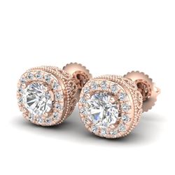 1.69 CTW VS/SI Diamond Solitaire Art Deco Stud Earrings 18K Rose Gold - REF-263F6N - 37119