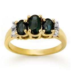 1.33 CTW Blue Sapphire & Diamond Ring 14K Yellow Gold - REF-34Y5K - 14004