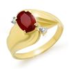 Image 1 : 1.08 CTW Ruby & Diamond Ring 10K Yellow Gold - REF-18F9N - 12784