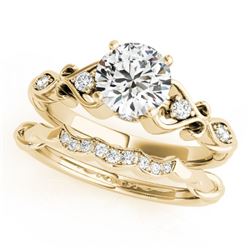 0.72 CTW Certified VS/SI Diamond Solitaire 2Pc Wedding Set Antique 14K Yellow Gold - REF-125A5X - 31