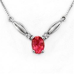 1.30 CTW Pink Tourmaline & Diamond Necklace 10K White Gold - REF-26K4W - 11441