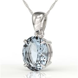 3.50 CTW Sky Blue Topaz Designer Inspired Solitaire Necklace 18K White Gold - REF-29F3N - 21886