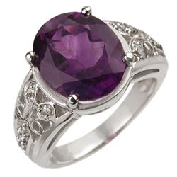 4.65 CTW Amethyst & Diamond Ring 10K White Gold - REF-38Y8K - 10872