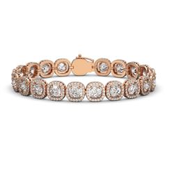 16.54 CTW Cushion Diamond Designer Bracelet 18K Rose Gold - REF-3061Y6K - 42717