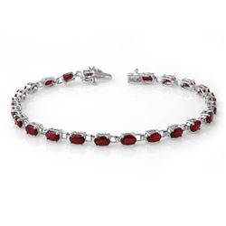 7.0 CTW Ruby Bracelet 14K White Gold - REF-60X9T - 13453