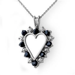 1.10 CTW Blue Sapphire & Diamond Pendant 18K White Gold - REF-42A2X - 12659