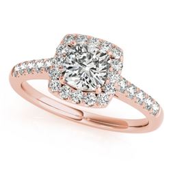 1.45 CTW Certified VS/SI Cushion Diamond Solitaire Halo Ring 18K Rose Gold - REF-452K8W - 27127