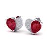 Image 1 : 2.50 CTW Ruby & Micro Pave VS/SI Diamond Earrings 10K White Gold - REF-33T8M - 20077