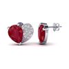 Image 2 : 2.50 CTW Ruby & Micro Pave VS/SI Diamond Earrings 10K White Gold - REF-33T8M - 20077