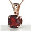 Image 1 : 1.50 Cushion Cut CTW Garnet Designer Solitaire Necklace 14K Rose Gold - REF-20X2T - 21942