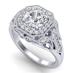 1.75 CTW VS/SI Diamond Solitaire Art Deco Ring 18K White Gold - REF-436A4X - 37319