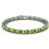 Image 1 : 26.3 CTW Peridot & VS/SI Certified Diamond Eternity Bracelet 10K White Gold - REF-174H4A - 29457