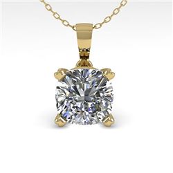 0.50 CTW VS/SI Cushion Diamond Designer Necklace 18K Yellow Gold - REF-97A8X - 32350