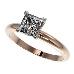 1.25 CTW Certified VS/SI Quality Princess Diamond Solitaire Ring 10K Rose Gold - REF-372W3F - 32917