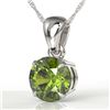 Image 1 : 2 CTW Green Tourmaline Designer Solitaire Necklace 18K White Gold - REF-33X3T - 22026