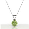 Image 2 : 2 CTW Green Tourmaline Designer Solitaire Necklace 18K White Gold - REF-33X3T - 22026