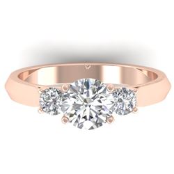 1.5 CTW Certified VS/SI Diamond Solitaire 3 Stone Ring 14K Rose Gold - REF-395T5M - 30313