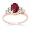 Image 1 : 1.35 CTW Ruby & Diamond Ring 14K Rose Gold - REF-26T4M - 13625