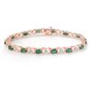 Image 1 : 6.85 CTW Emerald & Diamond Bracelet 18K Rose Gold - REF-109H3A - 13894