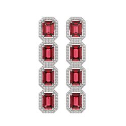 12.41 CTW Tourmaline & Diamond Halo Earrings 10K White Gold - REF-217K8W - 41444