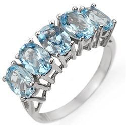 3.0 CTW Blue Topaz Ring 10K White Gold - REF-17K3W - 10998