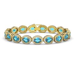 24.32 CTW Swiss Topaz & Diamond Halo Bracelet 10K Yellow Gold - REF-252X8T - 40636