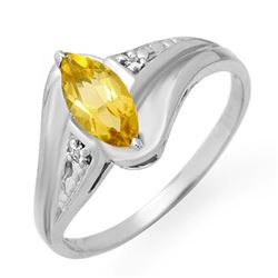 0.36 CTW Citrine & Diamond Ring 18K White Gold - REF-26X2T - 12291