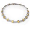 55.5 CTW Yellow Sapphire & Diamond Necklace 14K White Gold - REF-873W3F - 10022